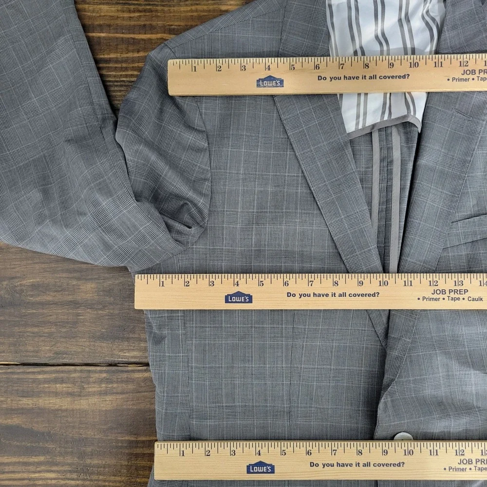 Hugo‎ Boss Men's Sport Coat Blazer Two Button Gray Glen Plaid Wool Size 42L